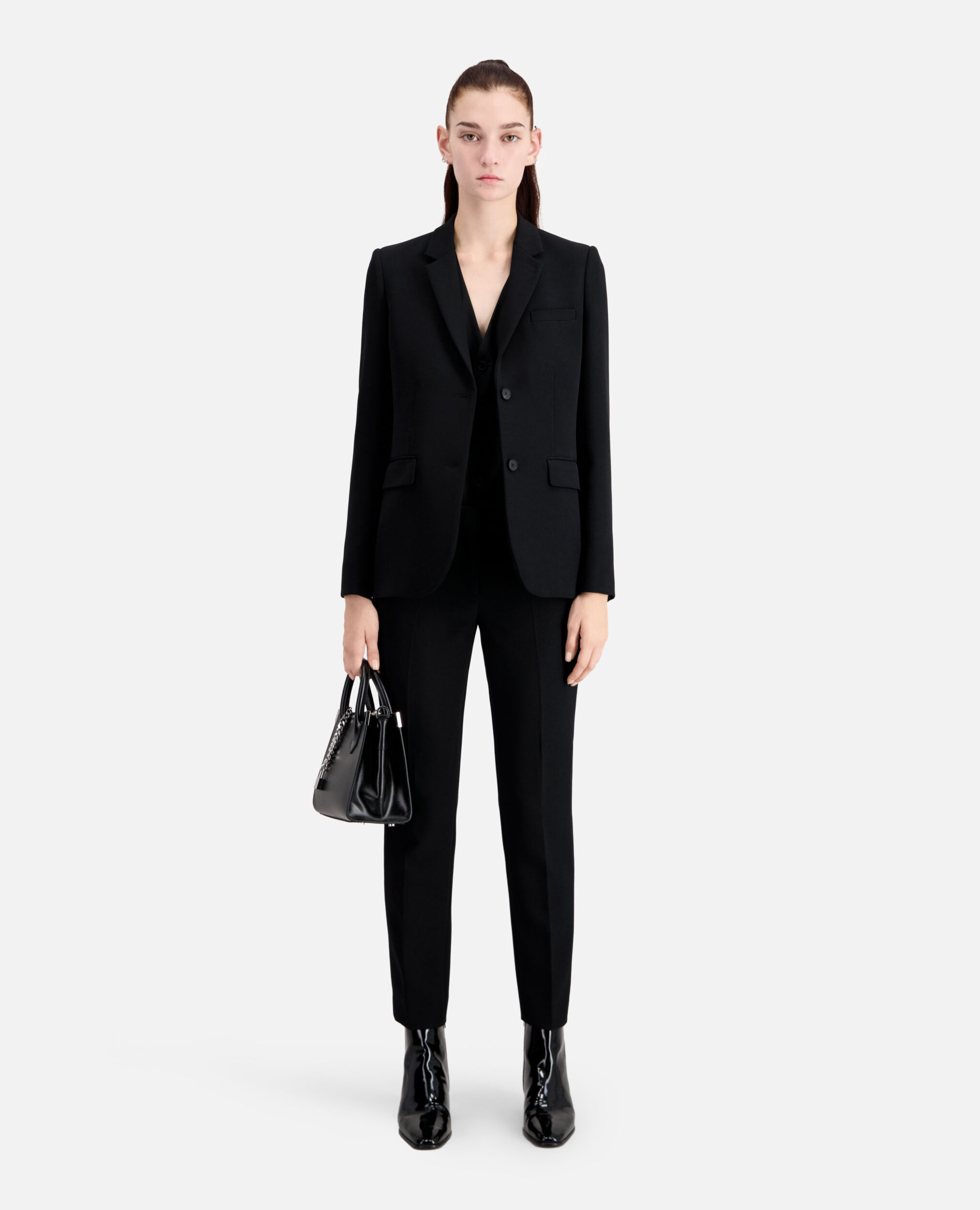 Veste tailleur en crepe noire coupe structuree The Kooples
