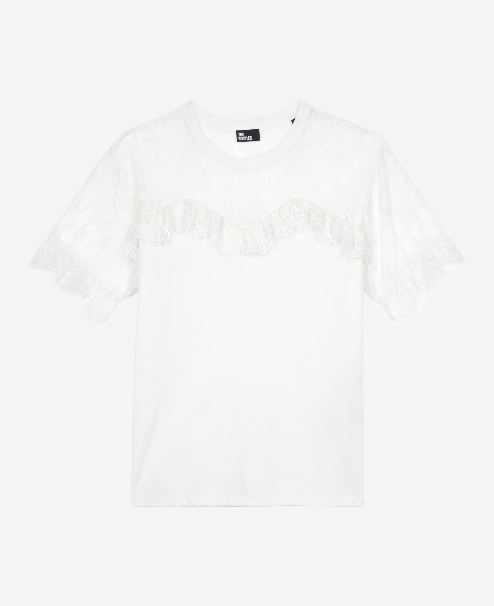 The Kooples WOMEN ECRU t-shirt with black ecru lace