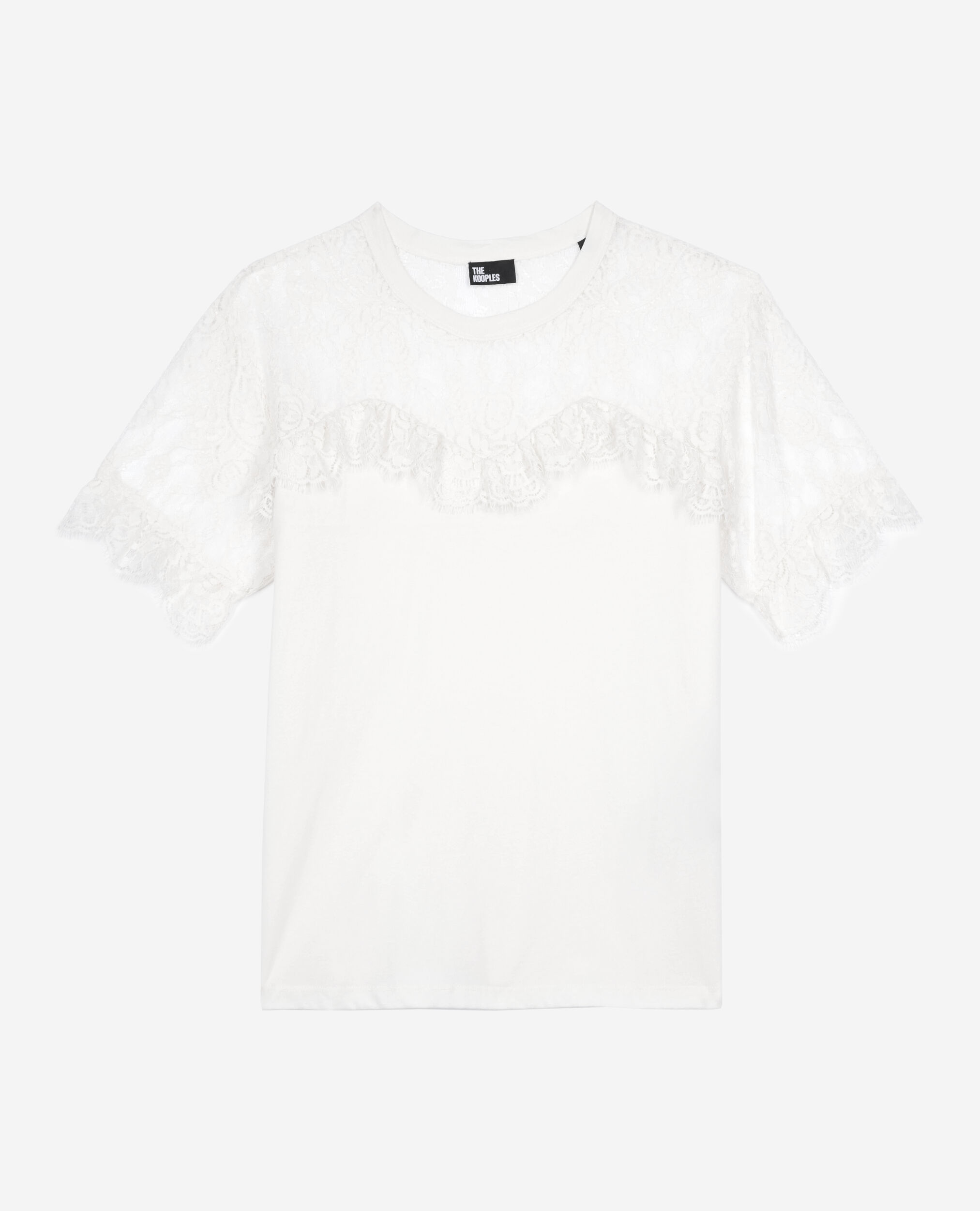 T-shirt with black ecru lace, ECRU, hi-res image number null