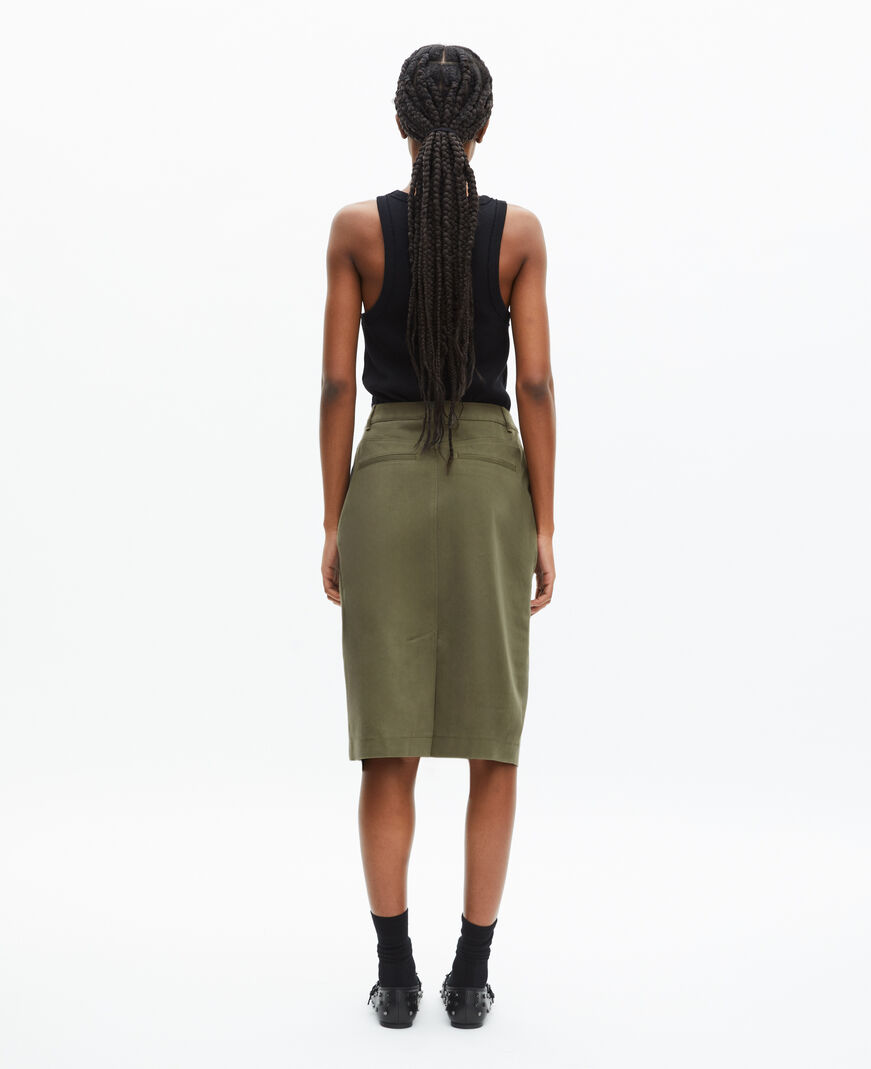 The Kooples FEMME KAKI jupe cargo midi kaki