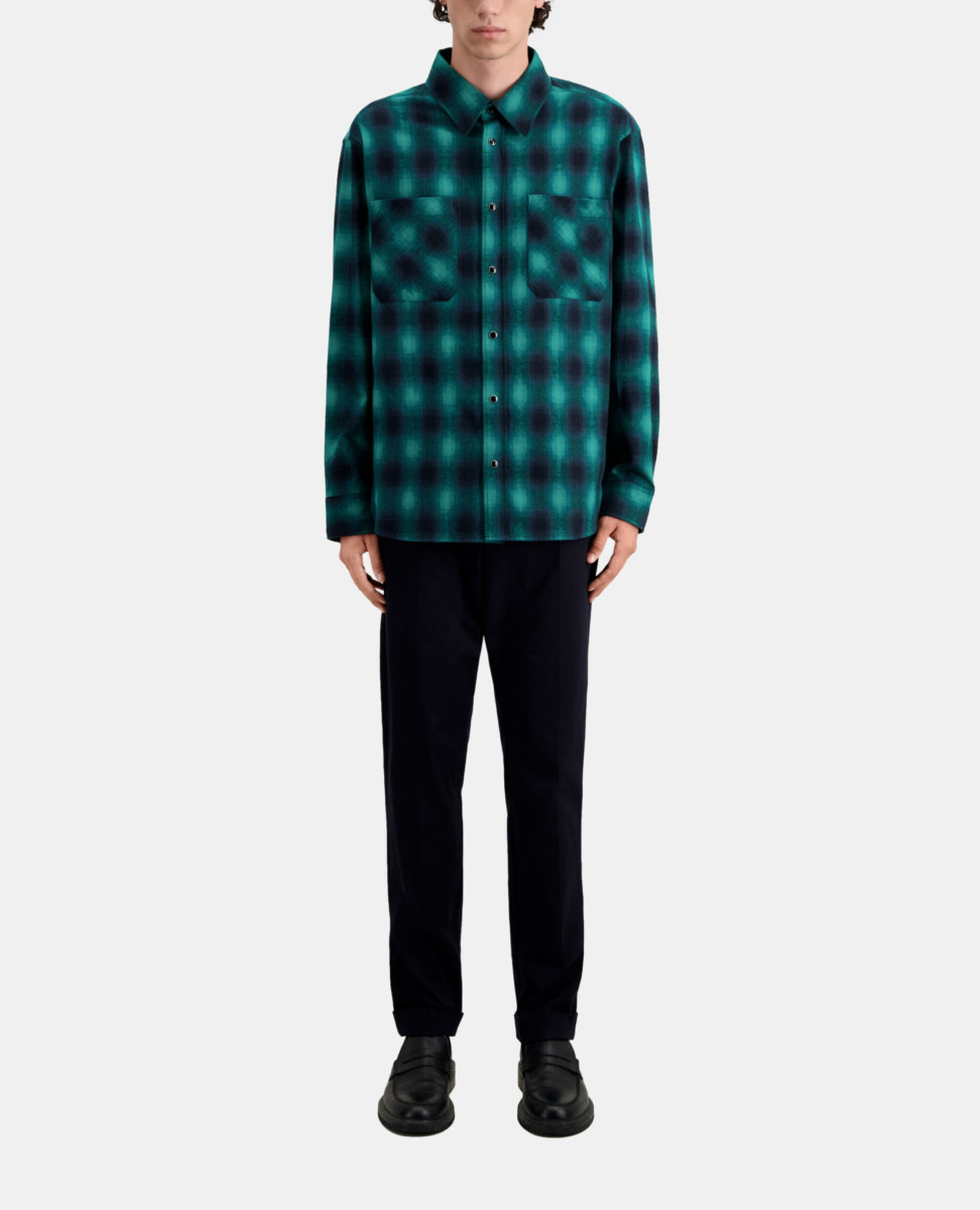 Black and green checked overshirt, BLACK / GREEN, hi-res image number null