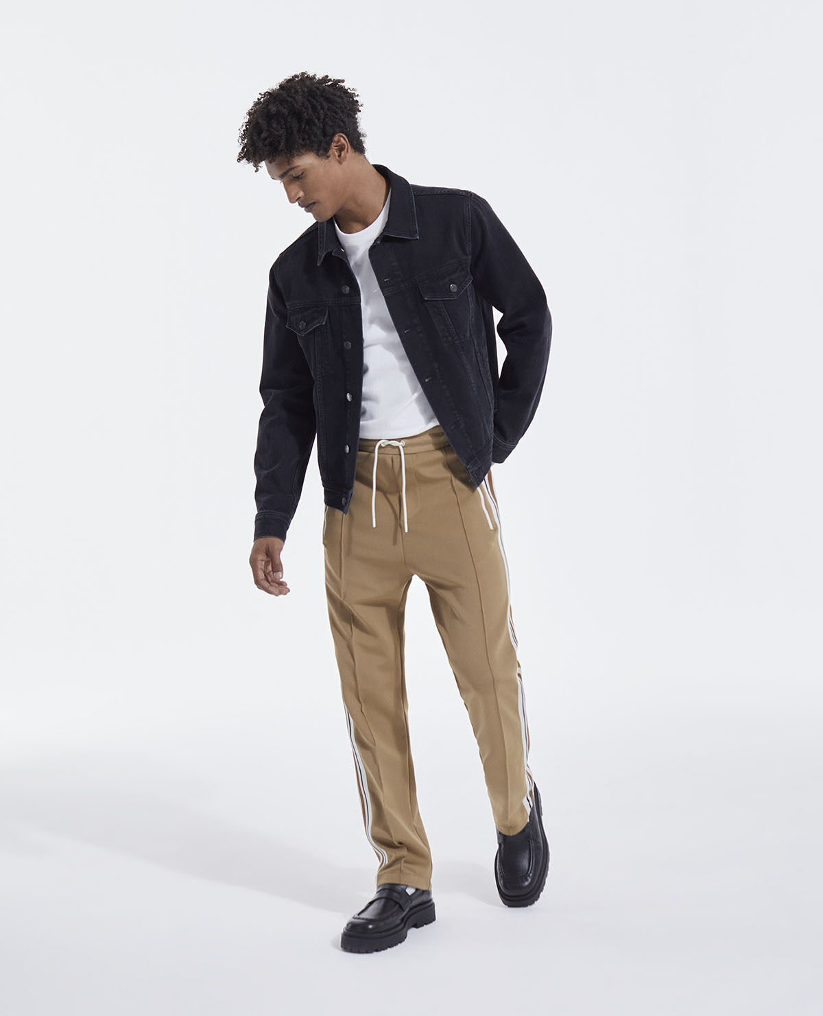 Black faded denim jacket with chest pockets The Kooples