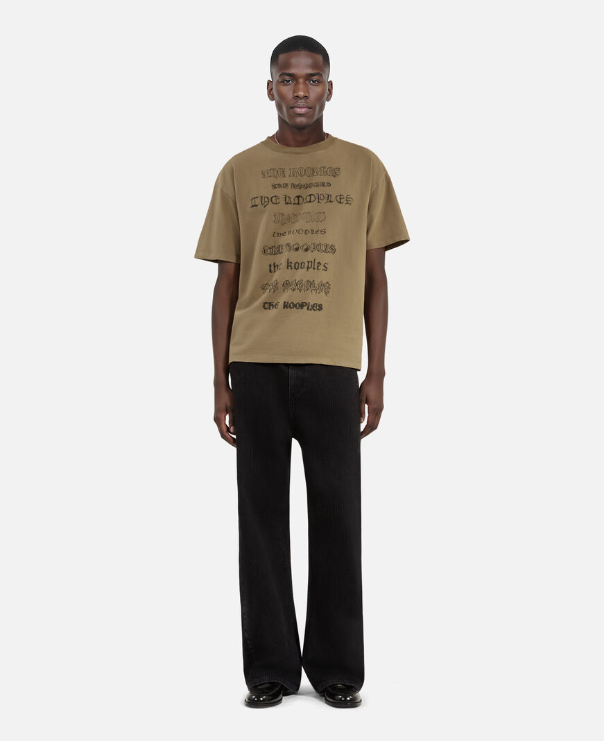 The Kooples HERREN LIGHT BROWN t-shirt mit braunem siebdruck