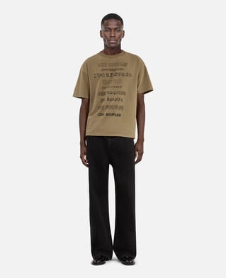 The Kooples HERREN LIGHT BROWN t-shirt mit braunem siebdruck