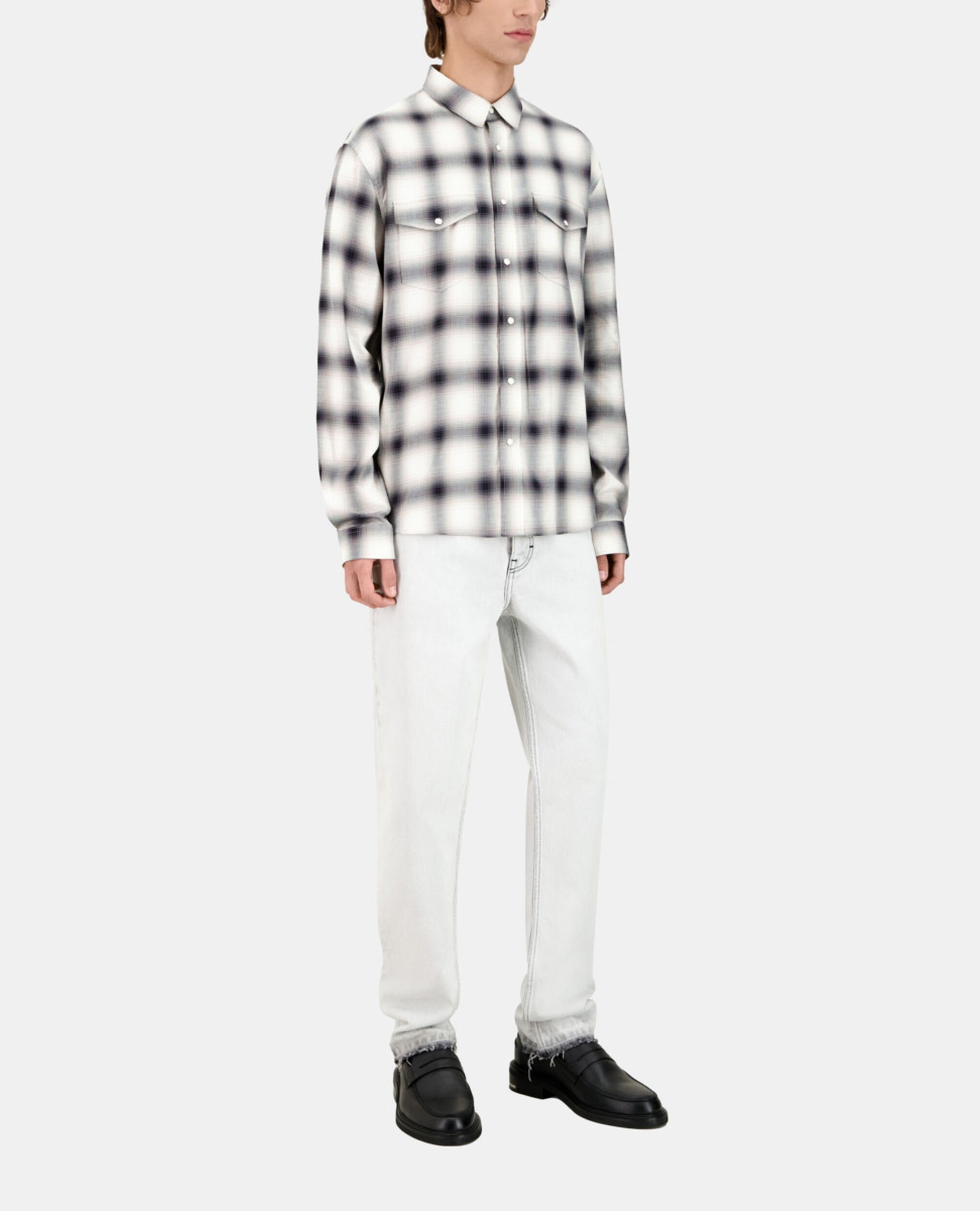 Checked shirt, BLACK GREY WHITE, hi-res image number null