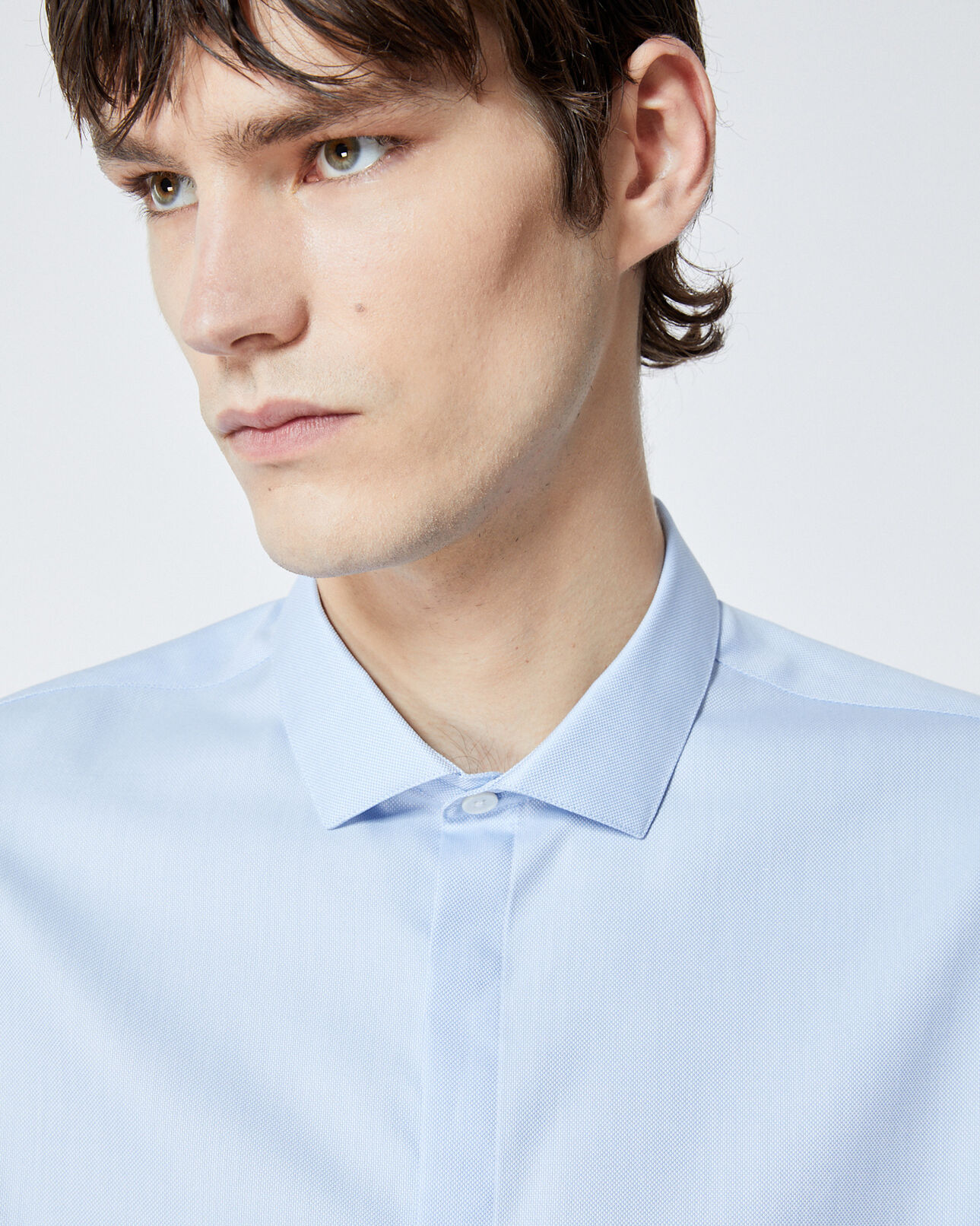 The Kooples HOMME BLUE chemise chic bleue coton à col italien