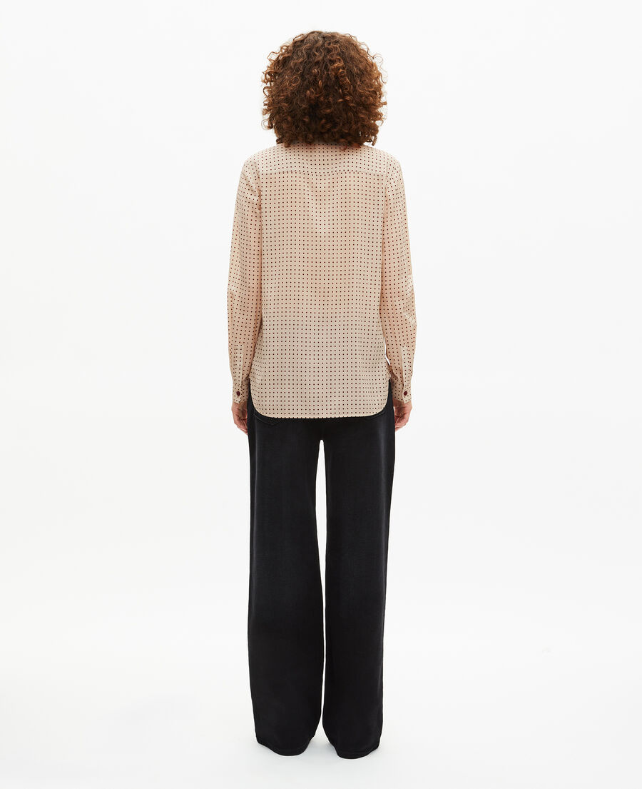 The Kooples F BEIGE / RED shirt with beige polka-dot lavaliere