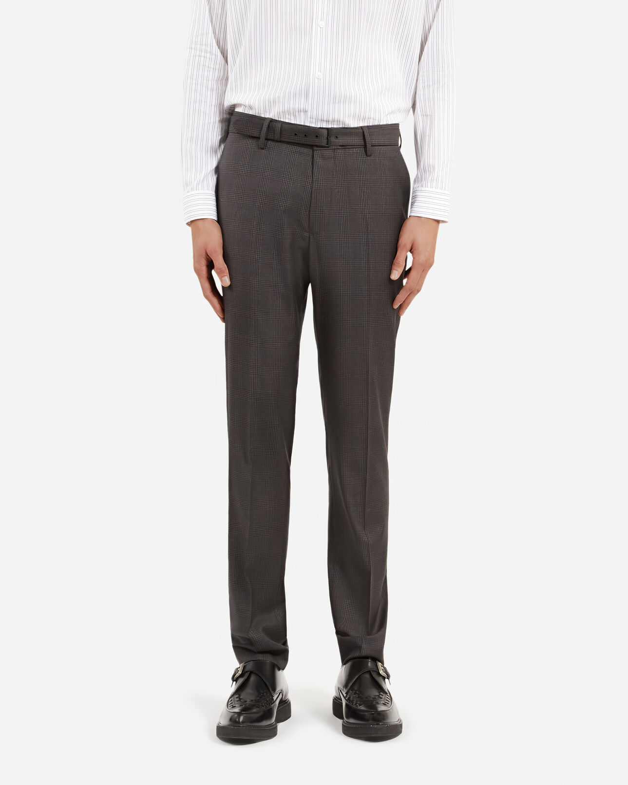 The Kooples HOMME DARK GREY pantalon de costume en laine prince de galles gris