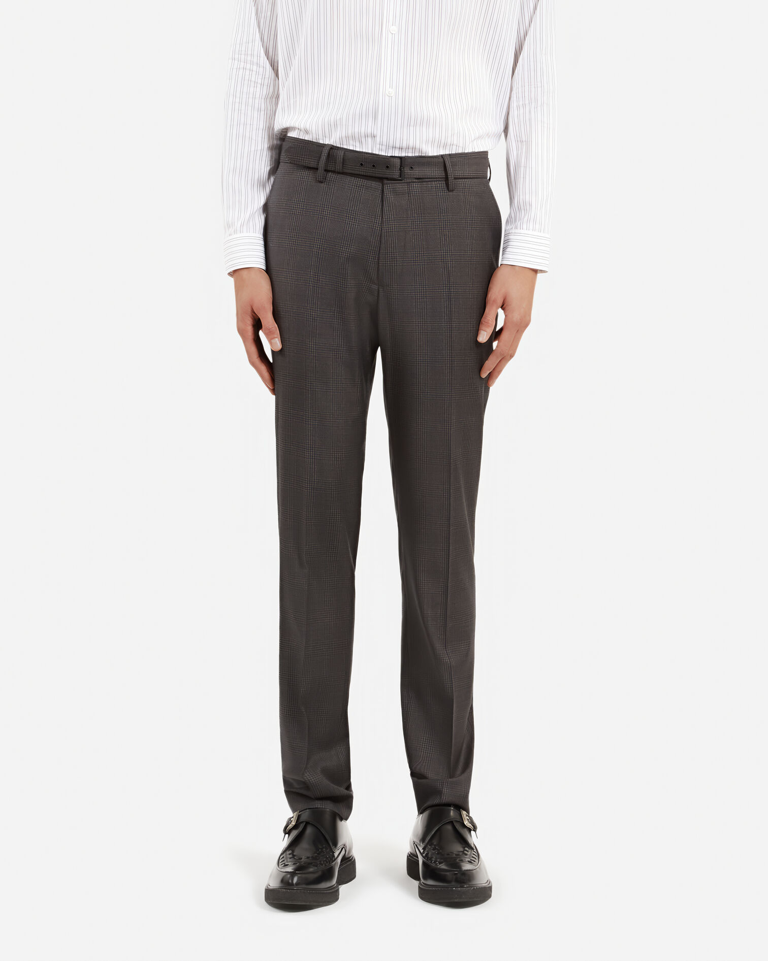 Pantalon de costume en laine prince de Galles gris, DARK GREY, hi-res image number null
