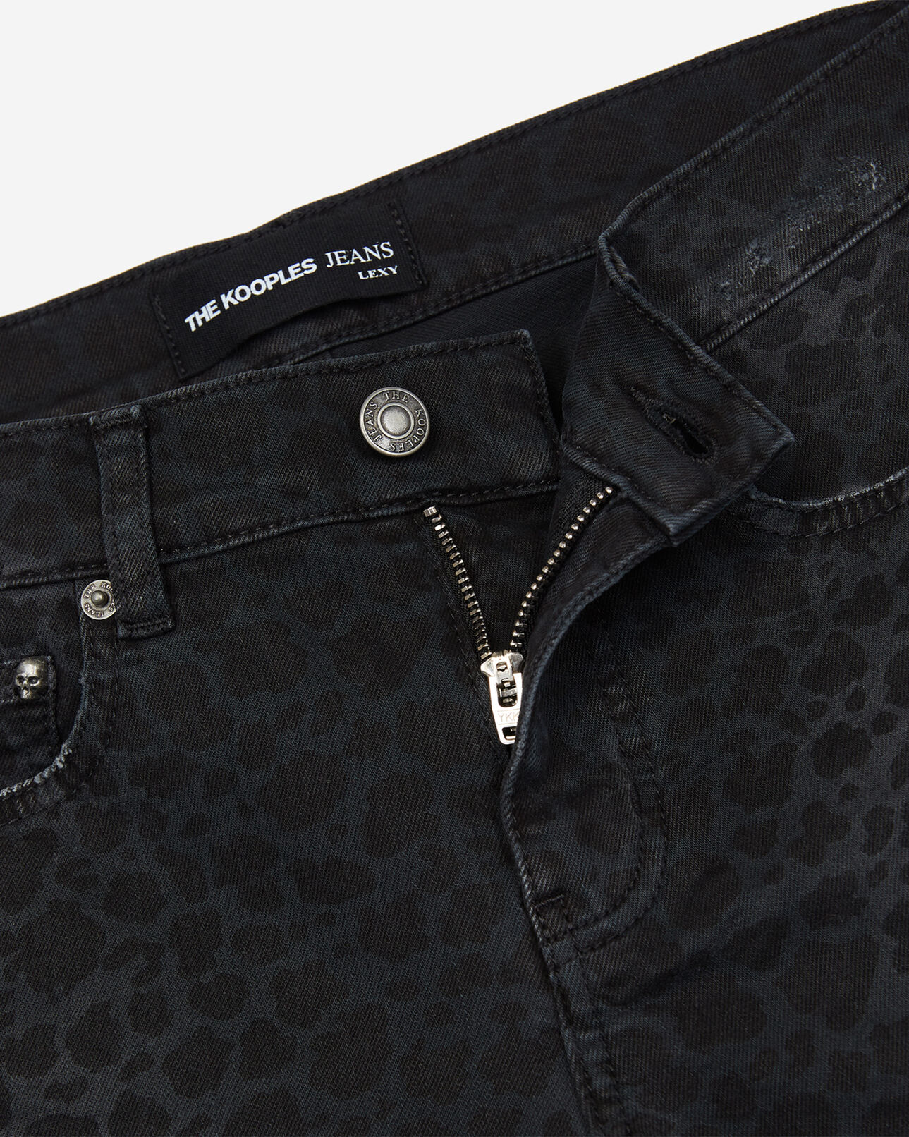 The Kooples FEMME LEOPARD BLACK jean noir effet léopard