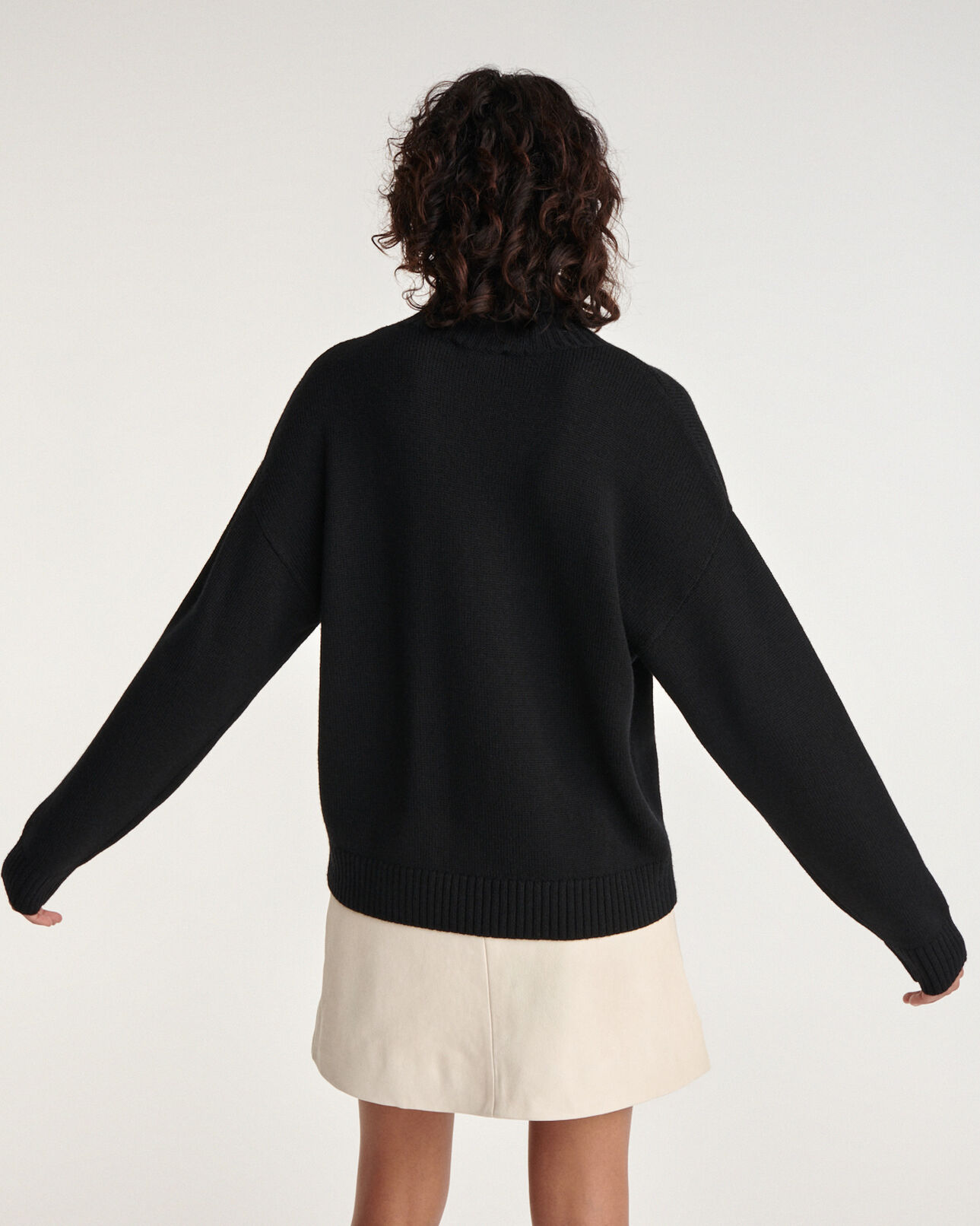 The Kooples WOMEN BLACK black merino wool sweater with turtleneck