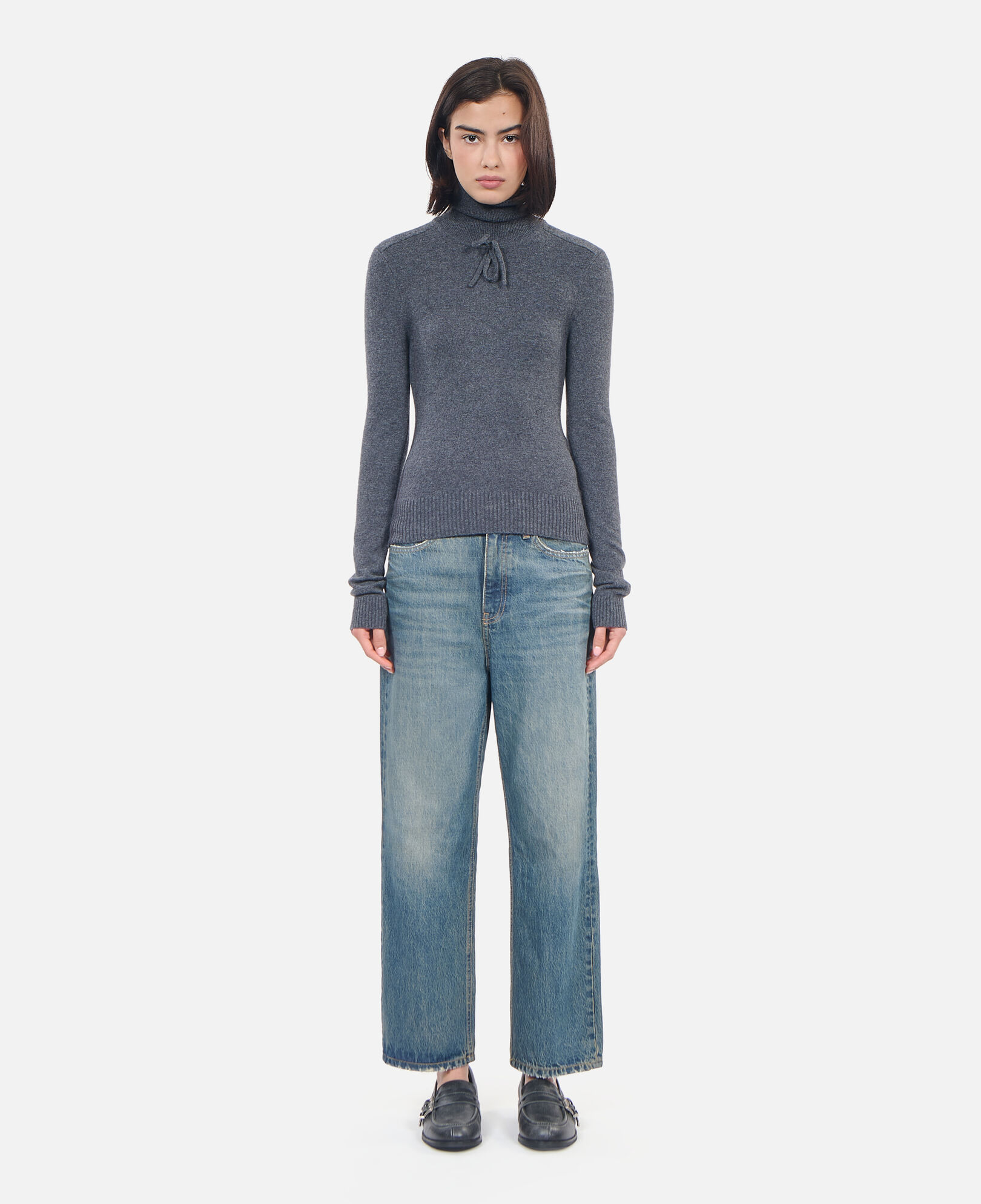 The Kooples FEMME ANTHRACITE MELANGE pull en cachemire gris