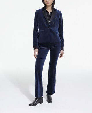 The Kooples FEMME NAVY pantalon de costume en velours bleu