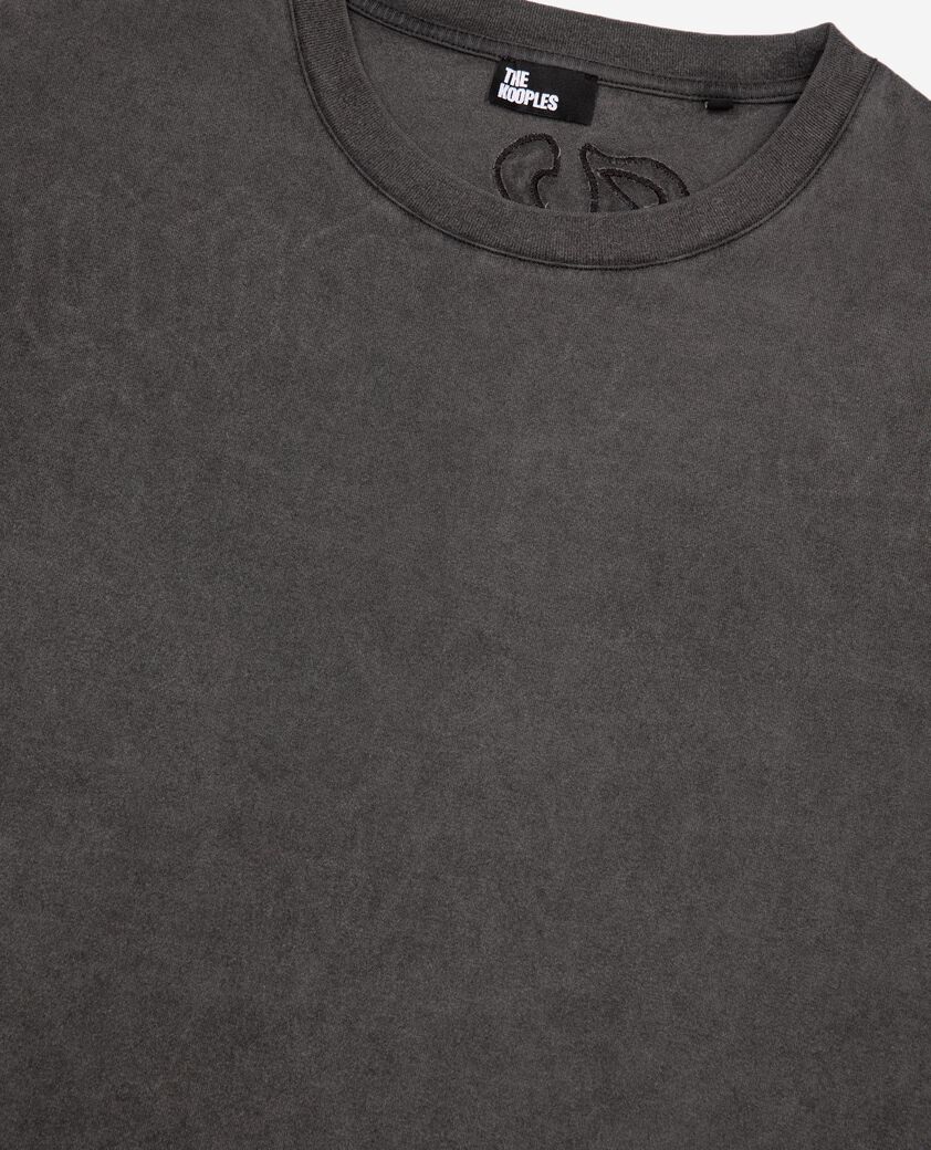 The Kooples MEN BLACK WASHED t-shirt with logo on black back