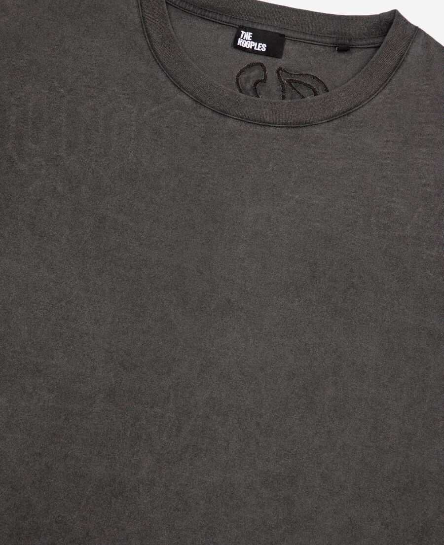 The Kooples MEN BLACK WASHED t-shirt with logo on black back