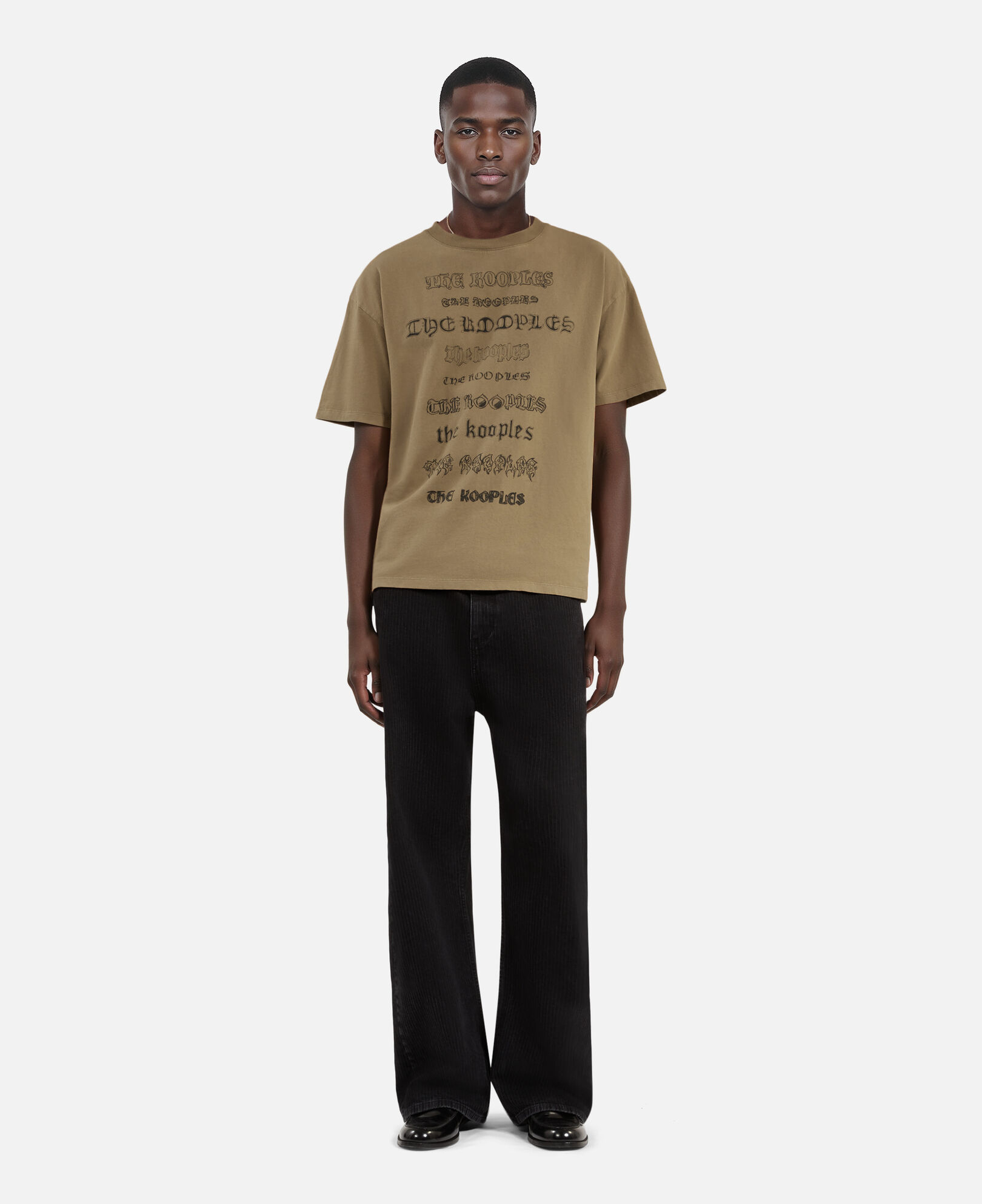 The Kooples HOMME LIGHT BROWN t-shirt à sérigraphie marron