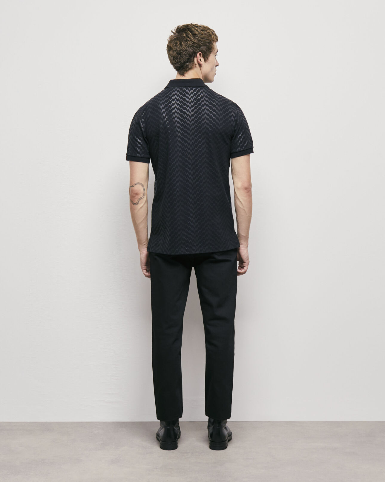 The Kooples HERREN BLACK schwarzes poloshirt mit print