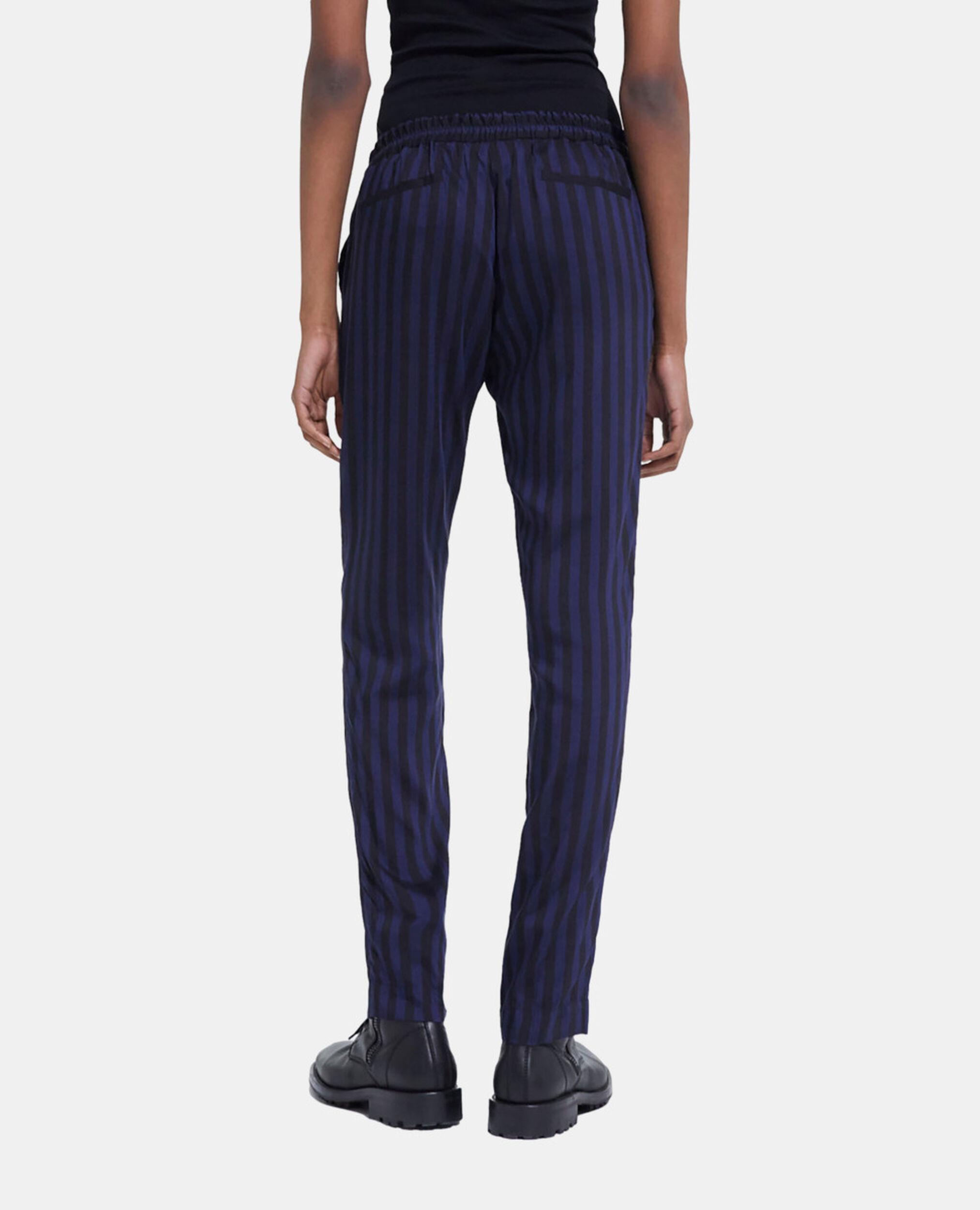 Straight-cut striped pants, BLACK NAVY, hi-res image number null
