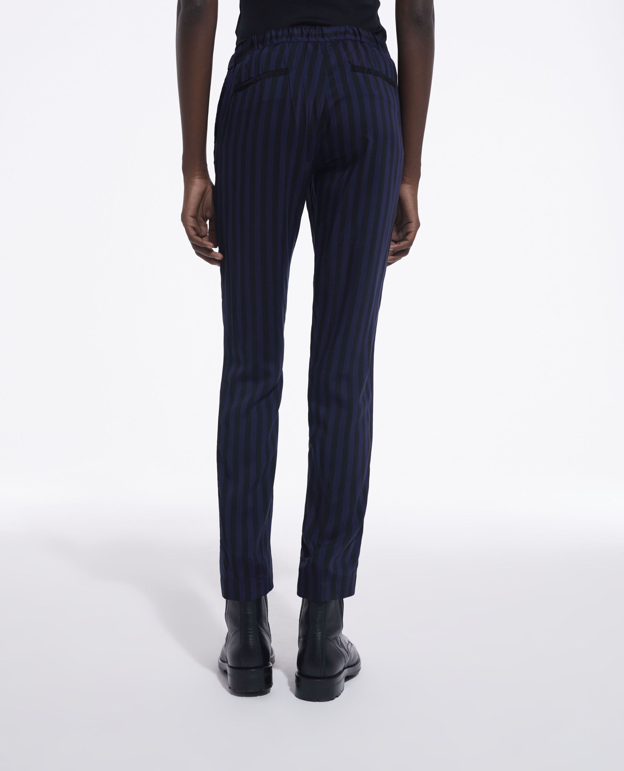 Straight-cut striped pants, BLACK NAVY, hi-res image number null