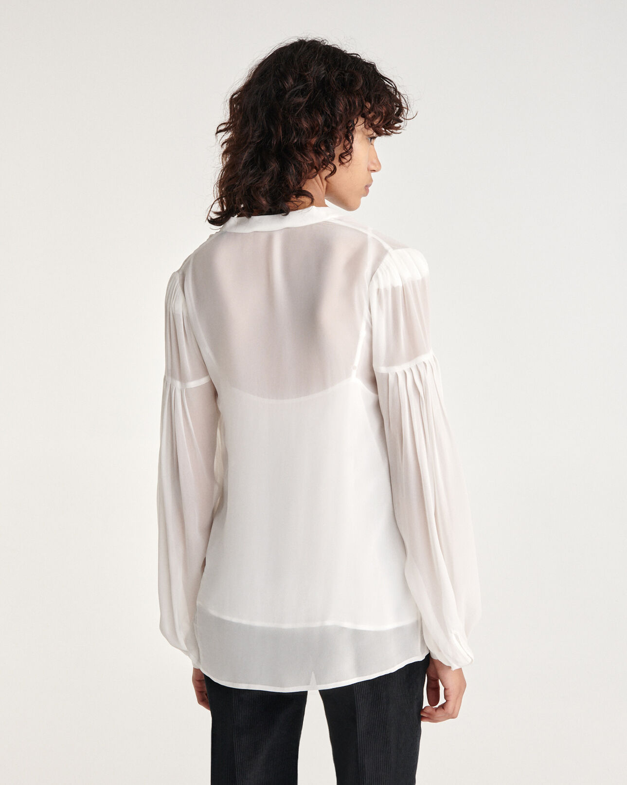 The Kooples DAMEN ECRU hemd fließend v-ausschnitt geknöpft