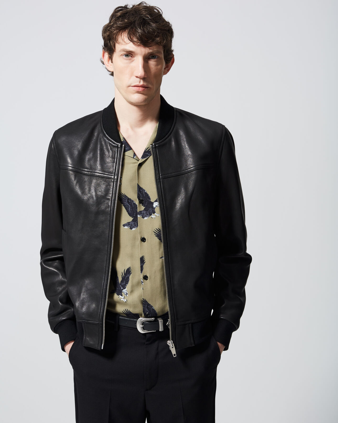 The Kooples MEN BLACK black leather jacket