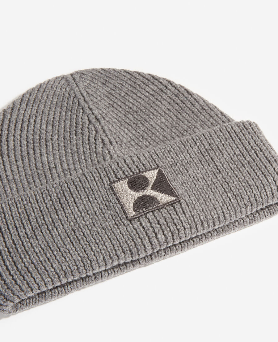 gorro gris chiné lana monograma k