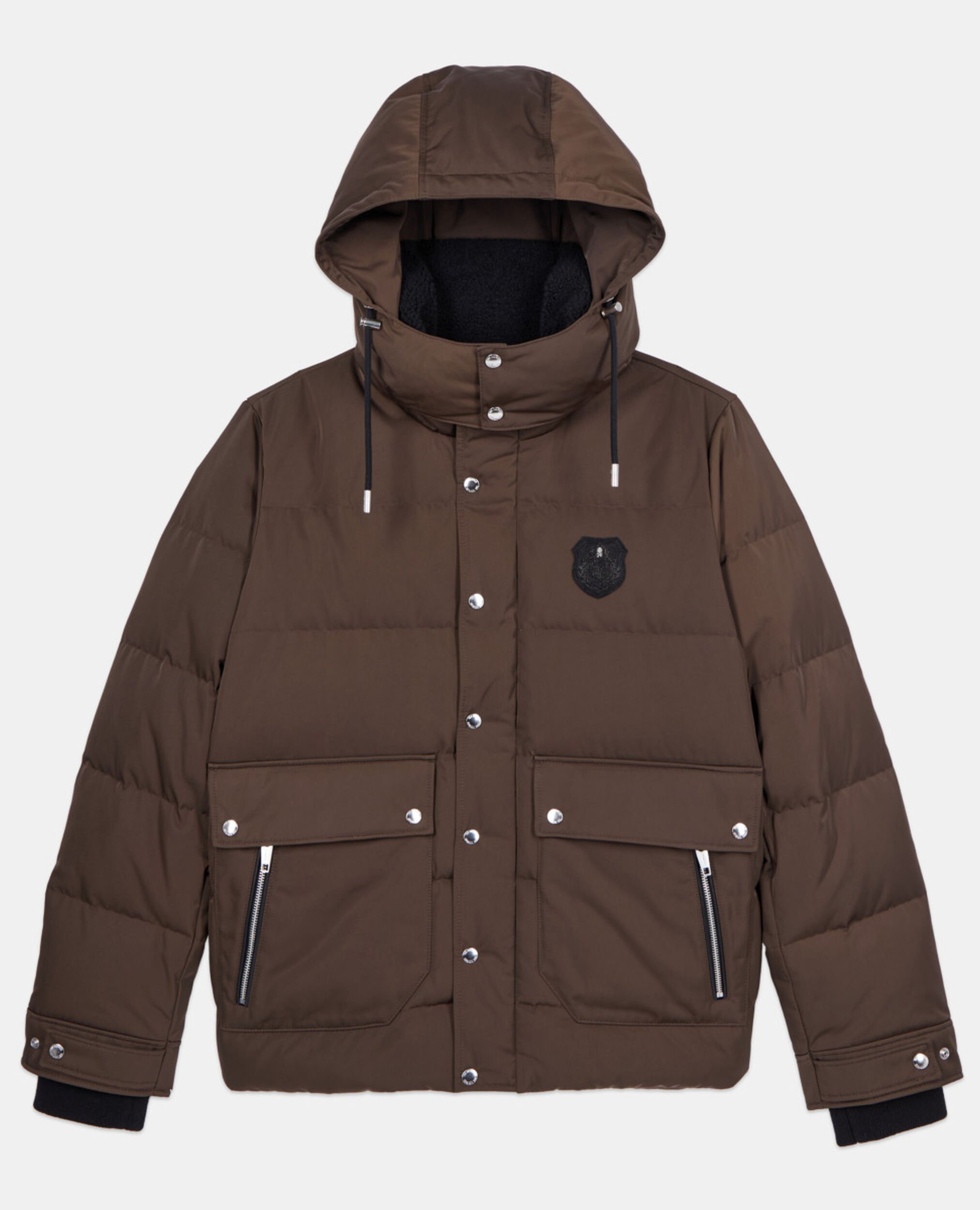 Braune Daunenjacke mit Wappen, BROWN, hi-res image number null