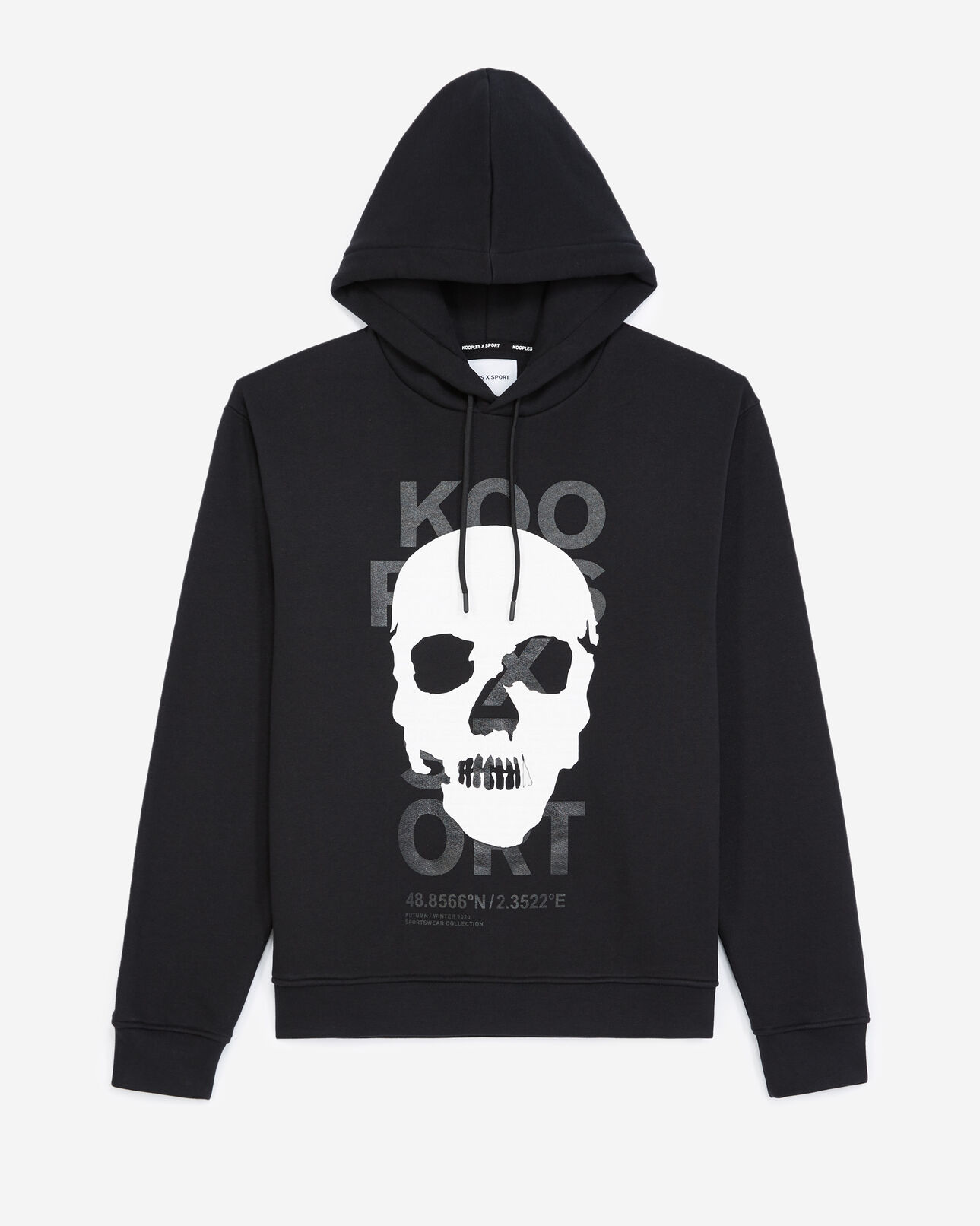 The Kooples MEN BLACK black sweatshirt with hood and skull motif