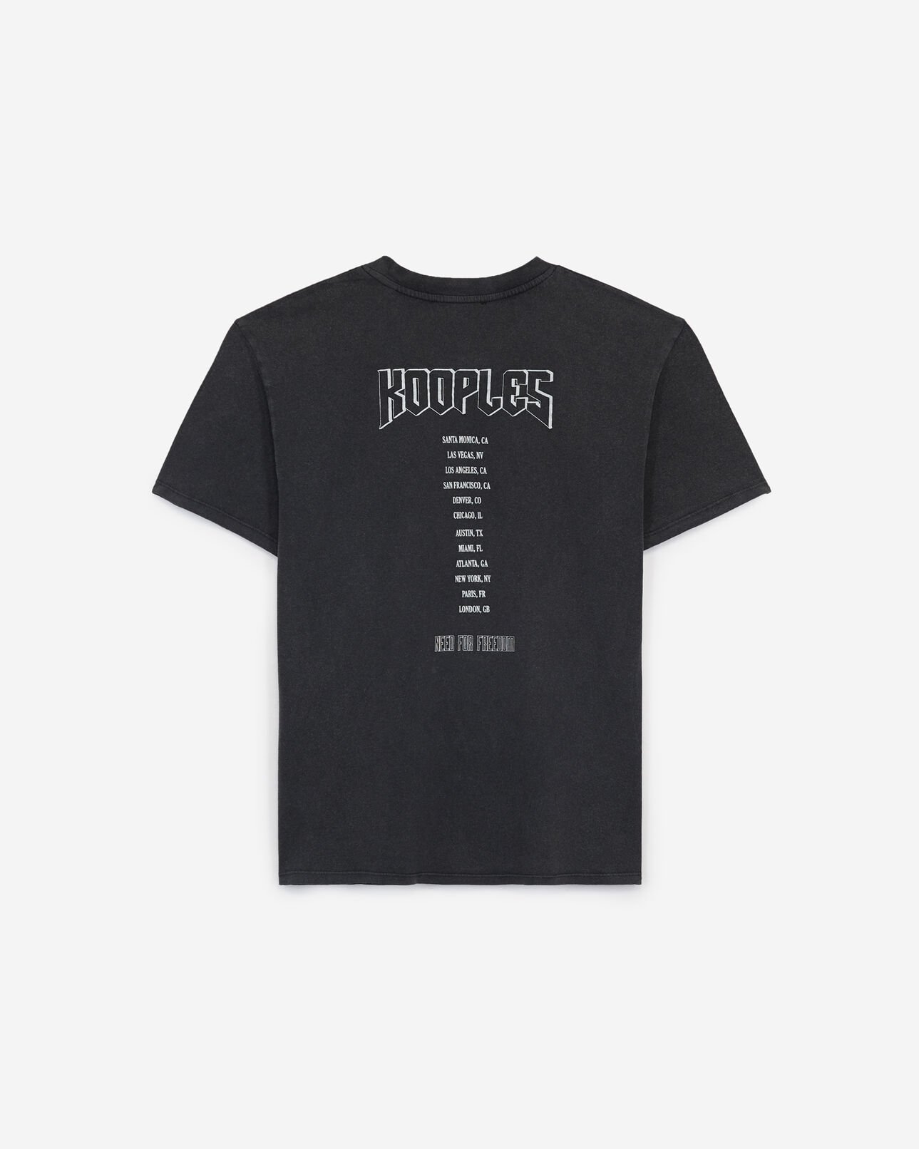 The Kooples MUJER BLACK WASHED  camiseta negra algodón serigrafía águila