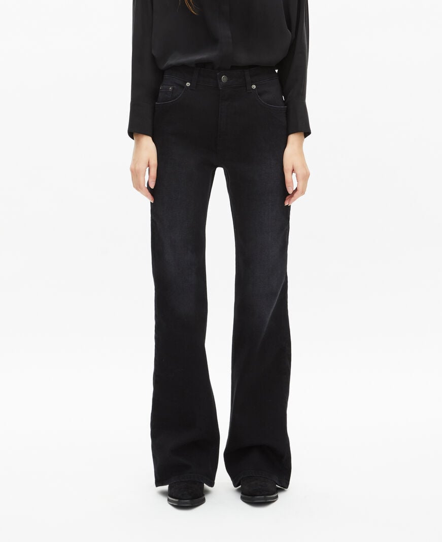 The Kooples FEMME BLACK WASHED jean flare noir