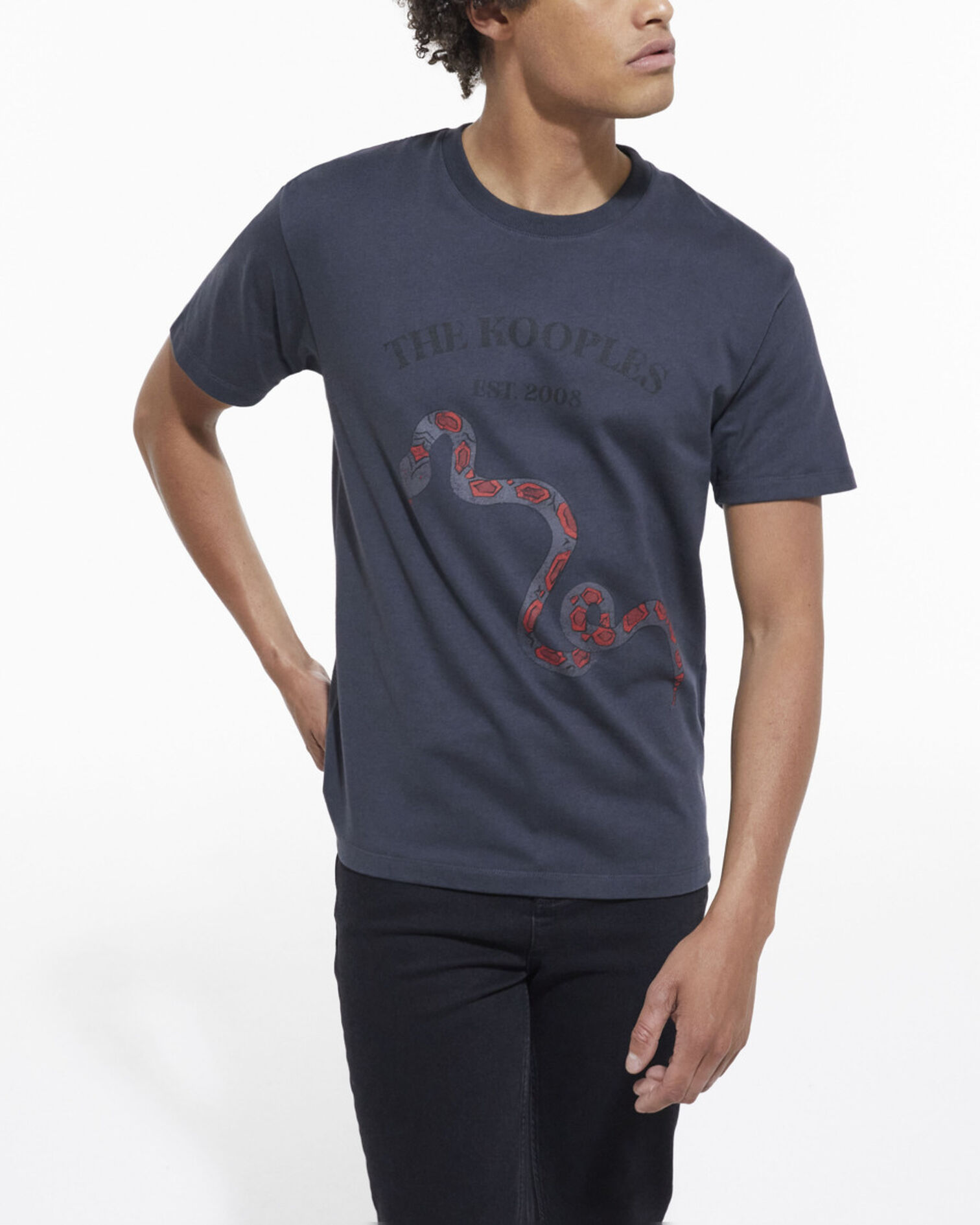 Schwarzes T-Shirt mit Siebdruck, STONE, hi-res image number null