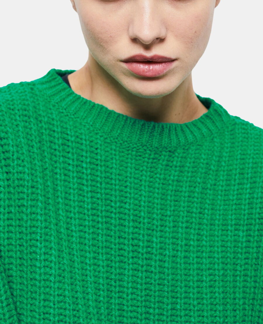 green wool sweater