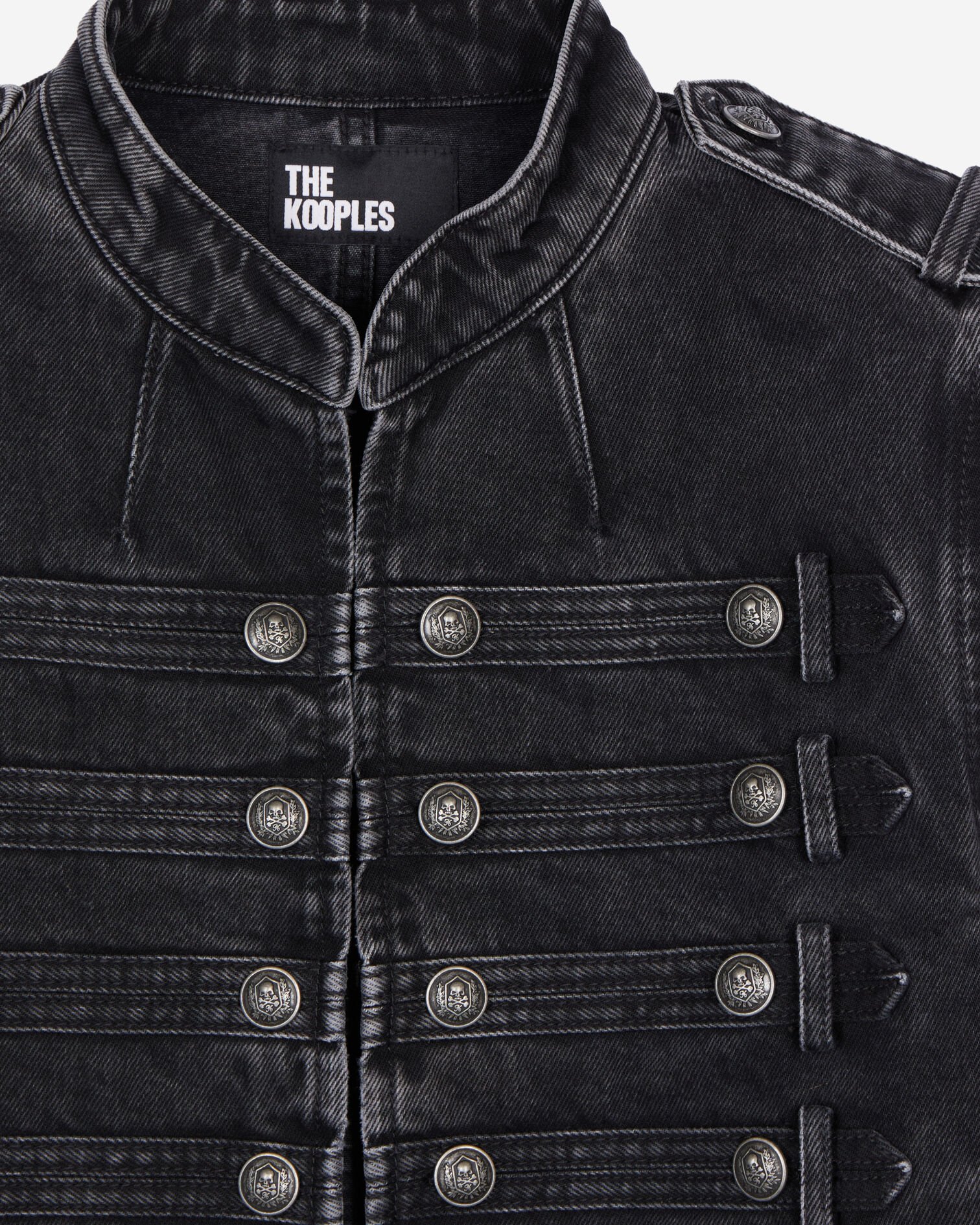 Grey denim officer-style jacket, BLACK WASHED, hi-res image number null