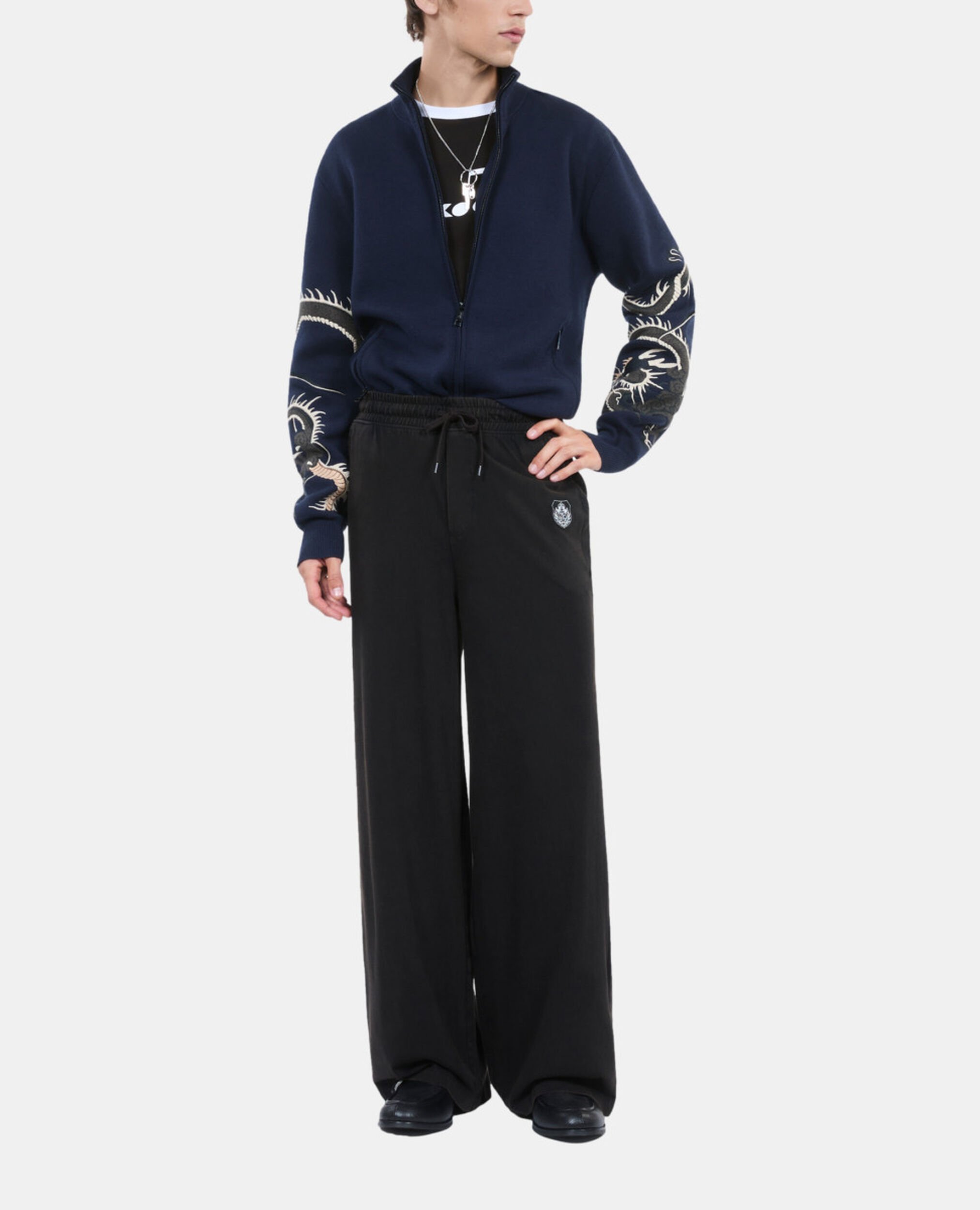 Cardigan en laine mélangée bleu marine, NAVY, hi-res image number null