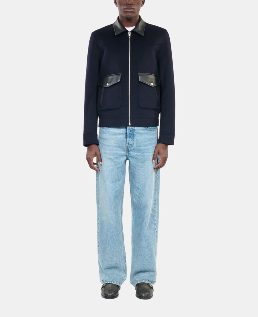 The Kooples H NAVY navy blue double-faced wool jacket