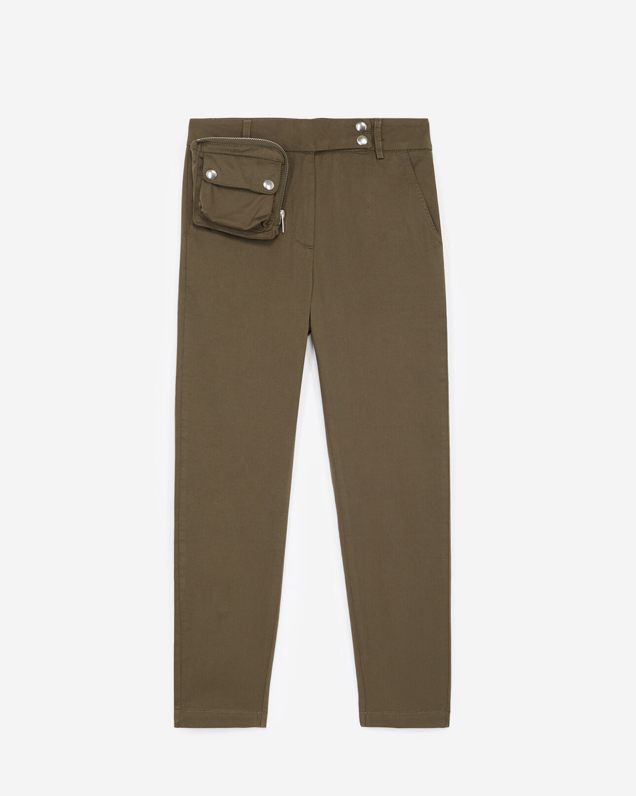 The Kooples WOMEN MID KAKI khaki jeans with detachable front pocket