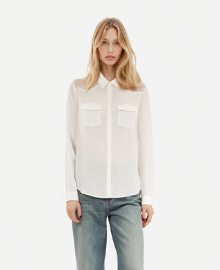 The Kooples F ECRU silk shirt with ecru lace