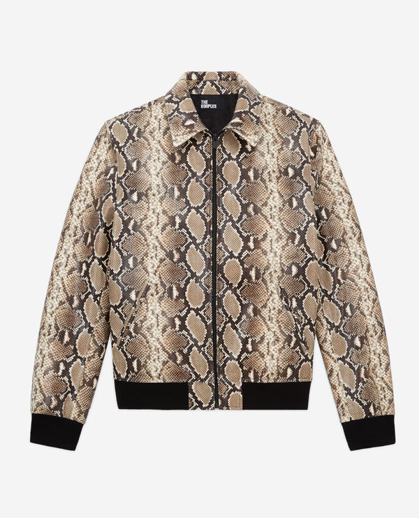 snakeskin-effect leather jacket
