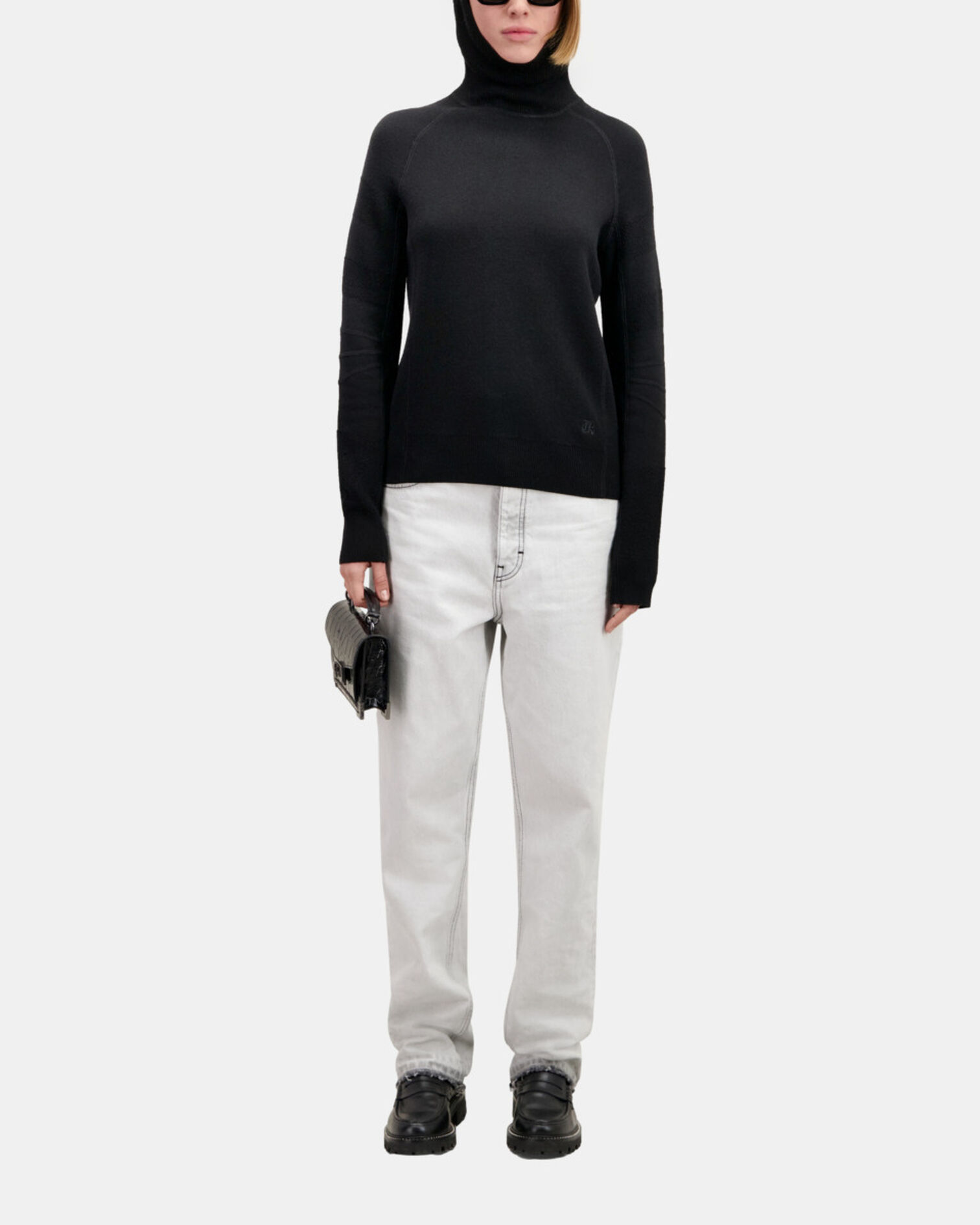 Schwarzer Pullover mit Kapuze, BLACK, hi-res image number null