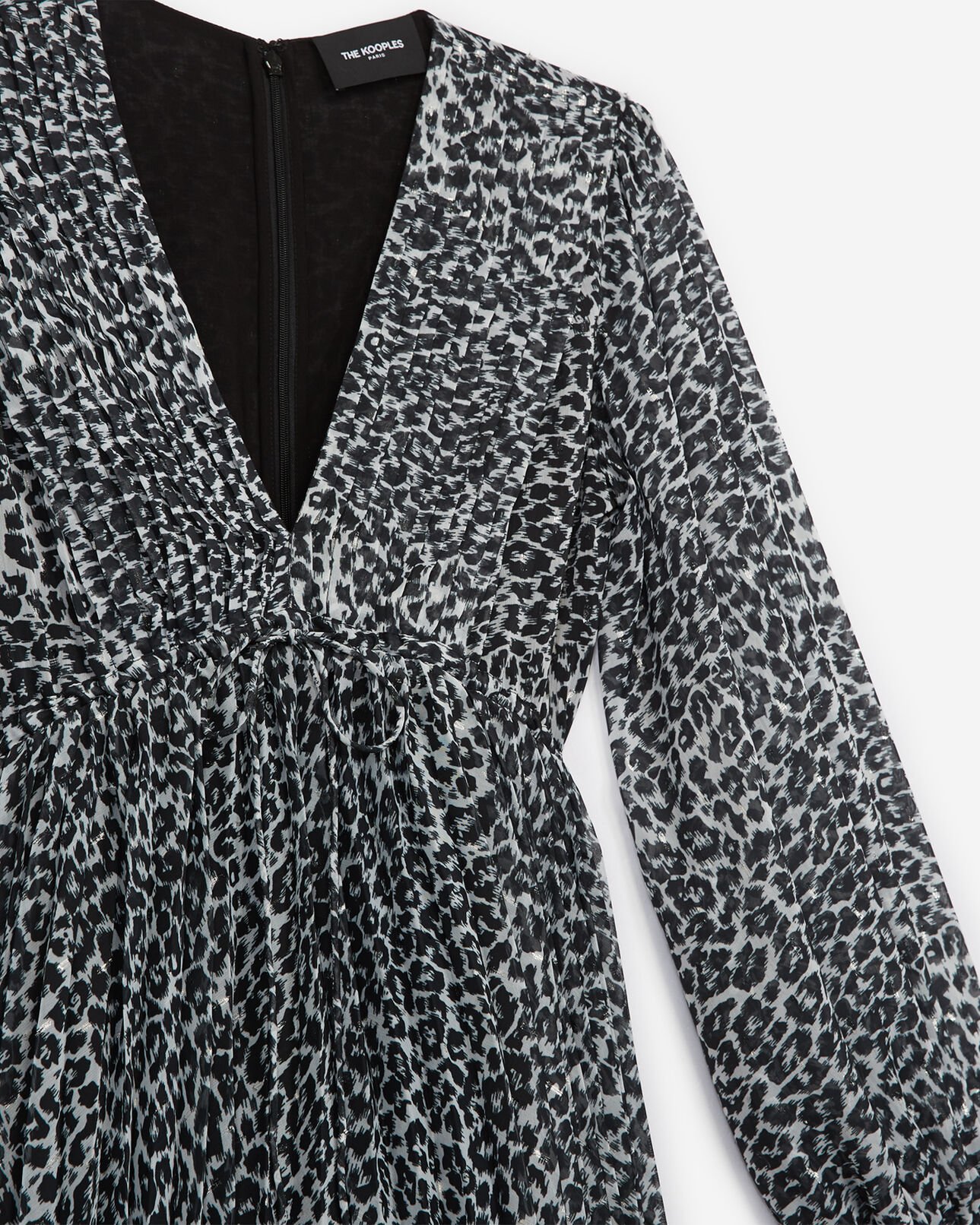 The Kooples FEMME BLACK WHITE robe courte plissée imprimée léopard