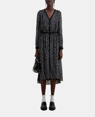 The Kooples FEMME BLACK-ECRU robe longue imprimée avec boutonnage