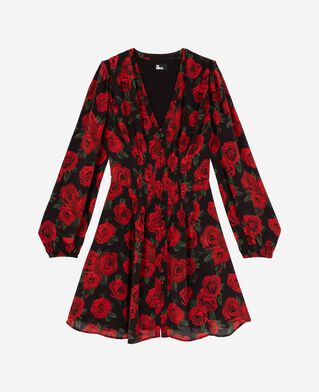 The Kooples FEMME BLACK - RED robe courte imprimé fleuri rouge