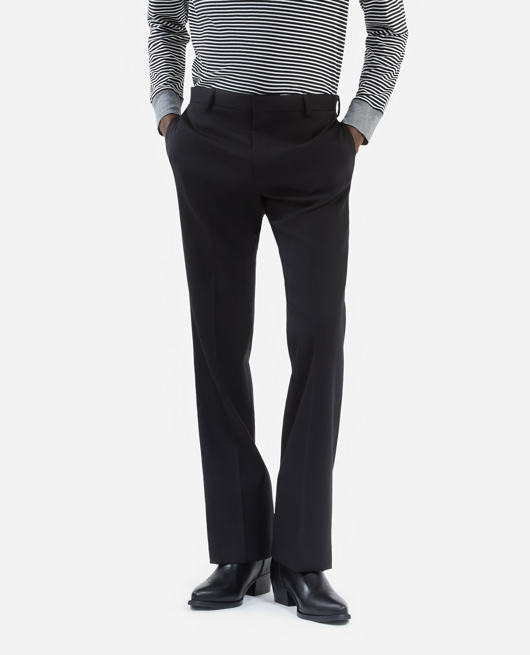 Black wool pants, BLACK, hi-res image number null
