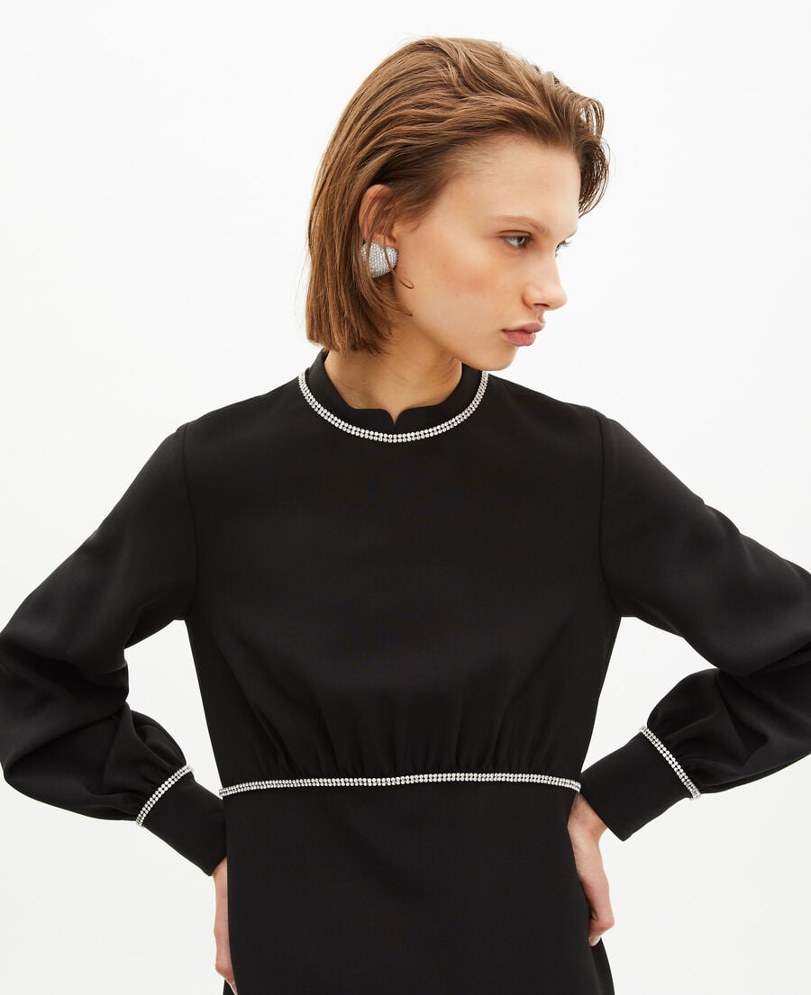 The Kooples FEMME BLACK robe courte avec détails de strass noire
