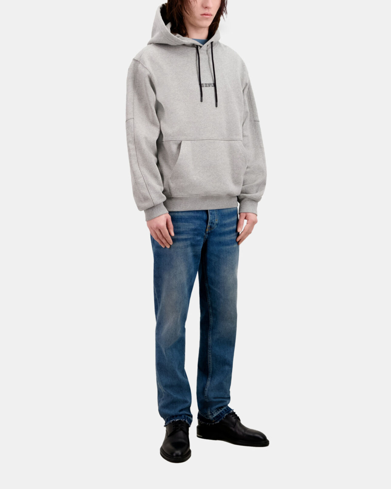 The Kooples MEN GREY MELANGE men's grey biker hoodie