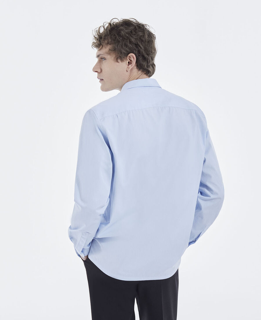 sky blue cotton shirt with patch pocket