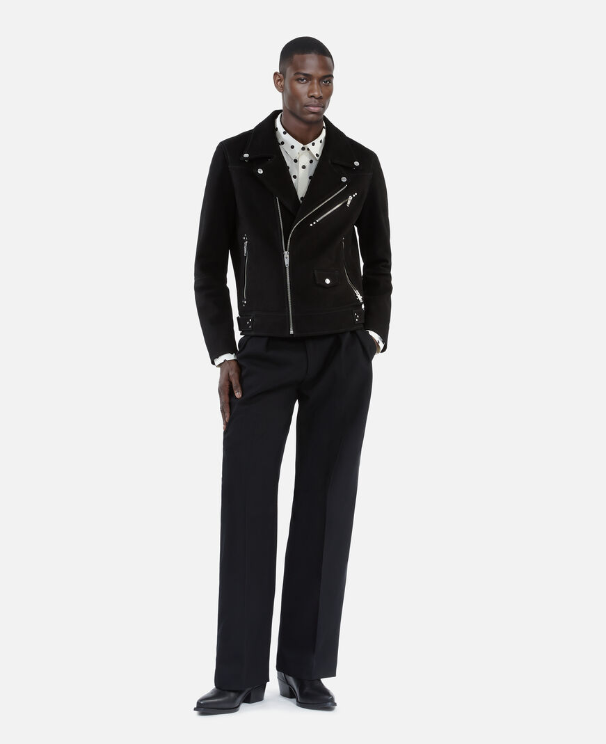 The Kooples MEN BLACK black nubuck biker jacket