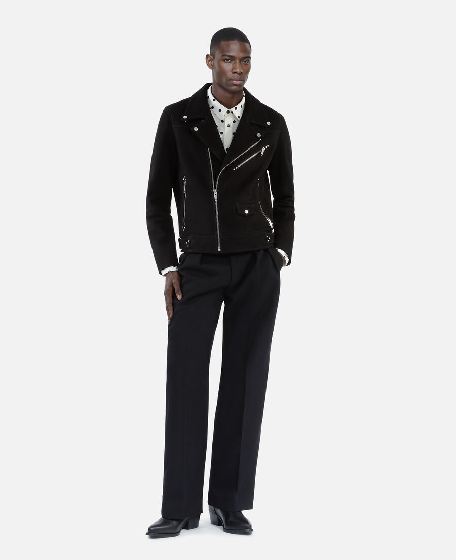 The Kooples MEN BLACK black nubuck biker jacket