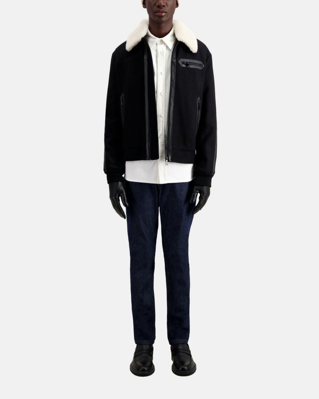 The Kooples MEN BLACK black wool-blend bomber jacket