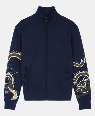 The Kooples HOMME NAVY cardigan en laine mélangée bleu marine